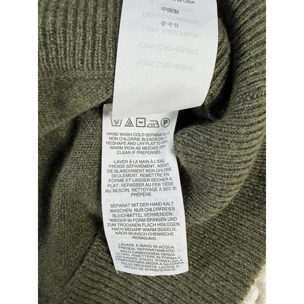 J.Crew Collection Italian Cashmere Sweater Small Olive V Neck Kangaroo Pocket - Picture 5 of 7